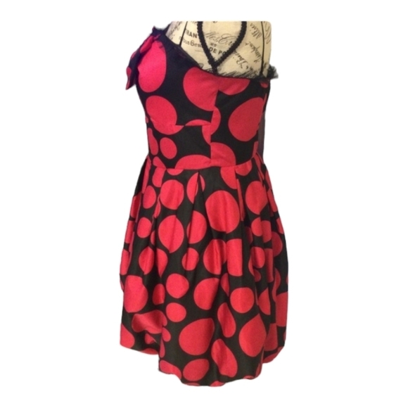 Rare Y2K Gossip Girl Party Dress Charlotte Russe Red Black Polka Dot Strapless - Picture 4 of 11